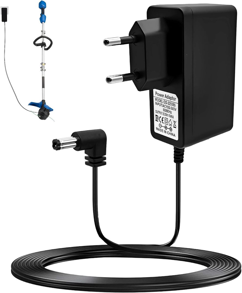 Oplader voor Stihl FSA45 HSA45 BGA45, 22,5 V, netadapter voor heggenschaar, bosmaaier, draadloze blazer, batterijvoedingskabel, veilig en duurzaam, zwart