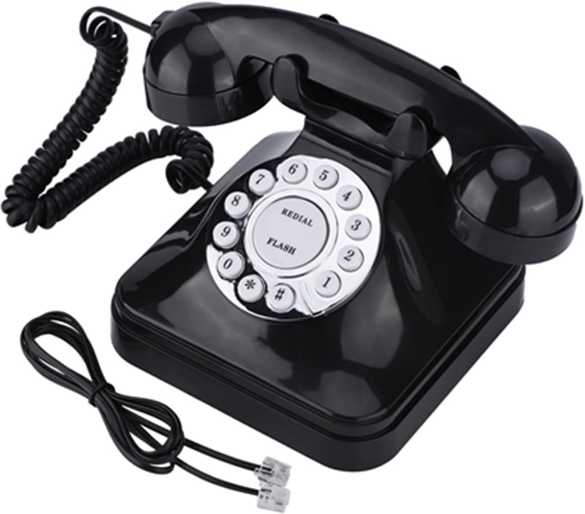 Telefoon, vintage, met draaibare wijzerplaat, retro design, nostalgisch design, voor kantoor- en thuisdecoratie, met kabel