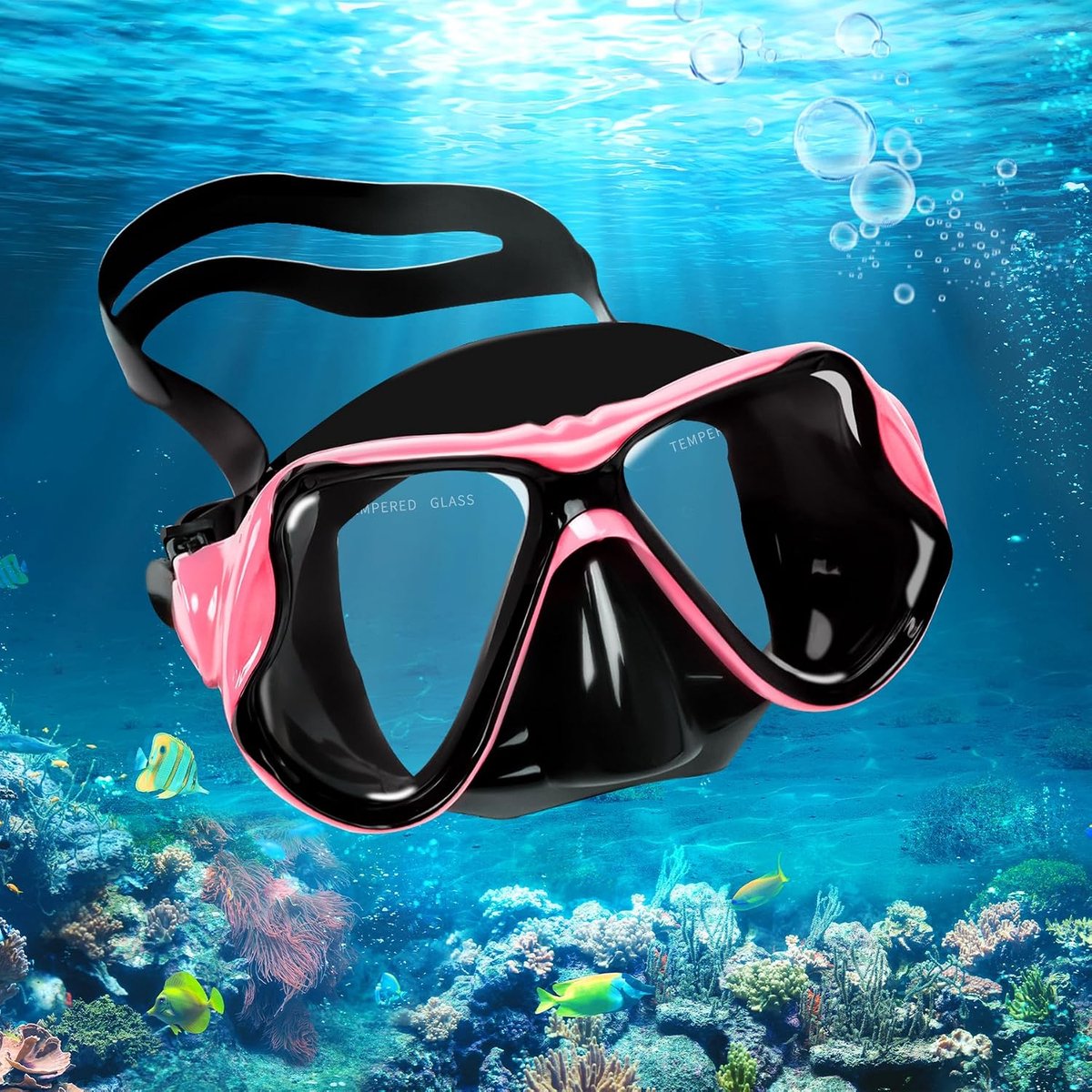 Snorkelmasker voor volwassenen, 180° panoramisch anti-condens, ultrahelder gehard glas, snorkelbril, duikmasker met neusafdekking, ultrazachte, verstelbare professionele duikmaskers voor volwassenen