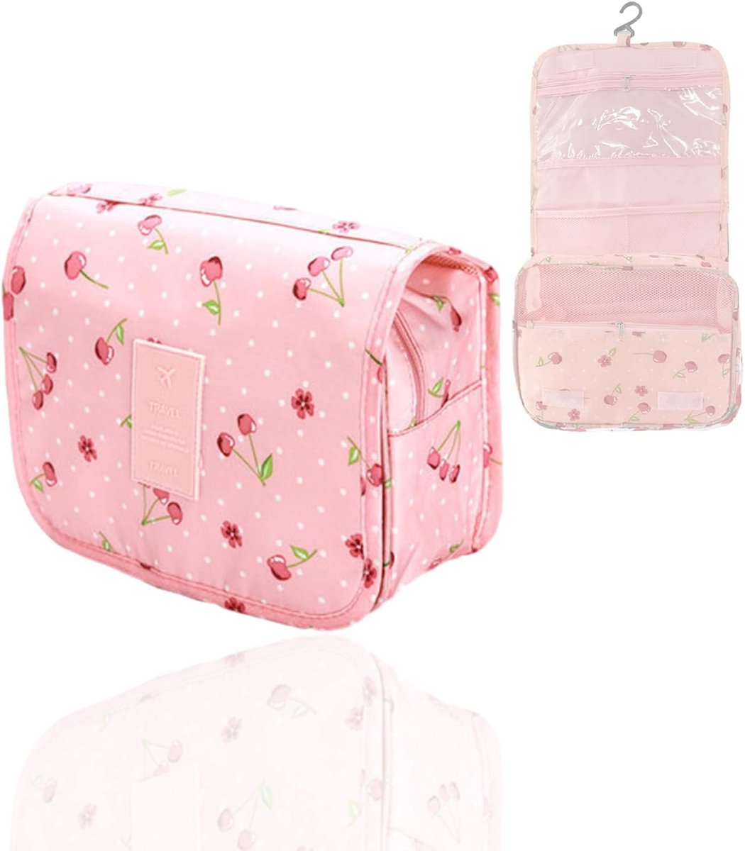 Hangende Toiletry Waszak Make-up Cosmetische Organizer voor Meisjes, roze