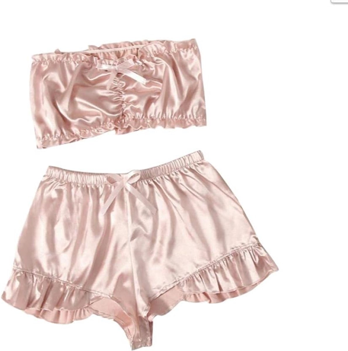 Dameskostuums Satijnen pyjama's voor dames Nachtkleding Sexy Tube Top en Shorts Nachtkledingpak