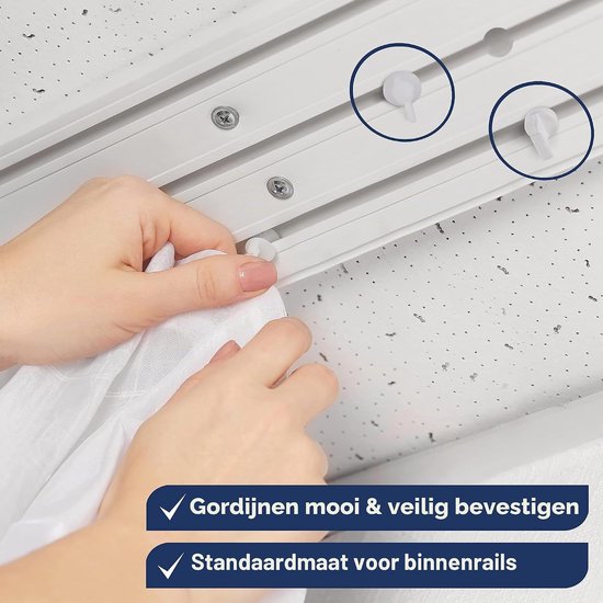 24 stuks gordijnstoppers, kunststof gordijnrailglijders, witte gordijnstops in standaardformaat — afbeelding 3