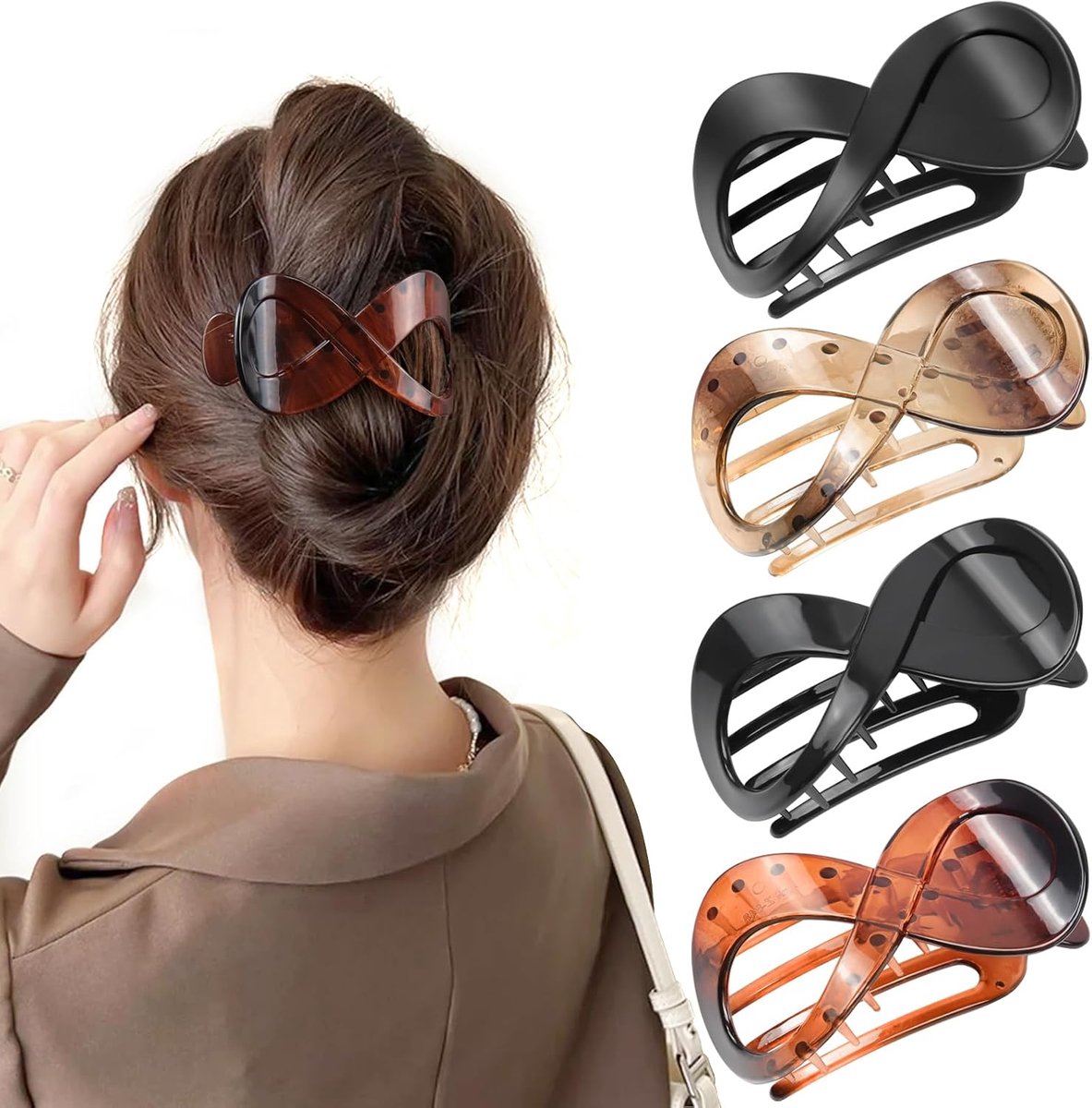 Haarspelden voor Dames, Grote Haarclips, Antislip Haarklemmen voor Dik Lang Haar, Franse Haarklemmen, 4 Stuks (Rood)