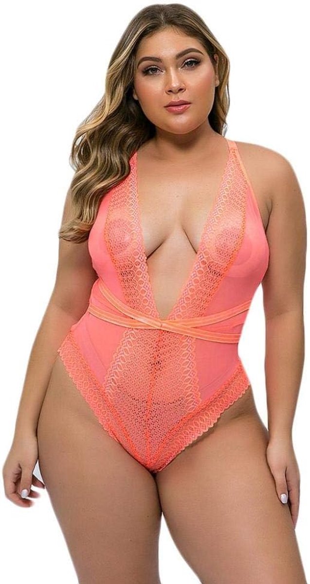 Babydolls, nachtjaponnen & negligés dames Vrouwen kanten diepe v-hals backless ondergoed plus size erotische sexy lingerie nachtkleding uitgehold perspectief kostuum