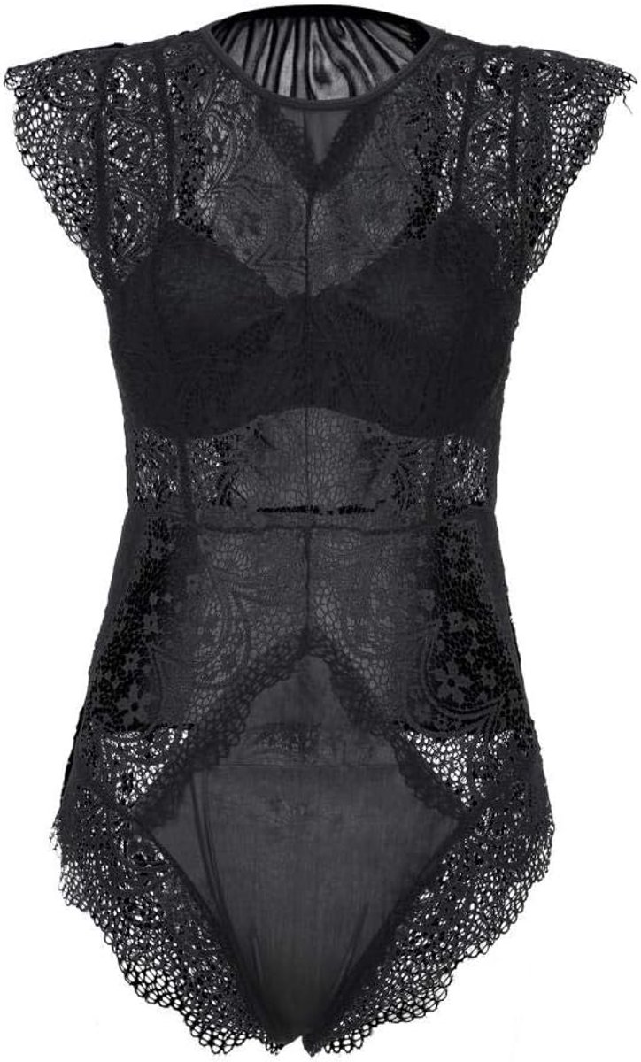 Lingeriesets dames Vrouwen Verleiding Ondergoed Sexy Lingerie Perspectief Kant Nachtkleding Erotische Kostuum Plus Size Porno Hol Lenceria Teddy-Black_3XL