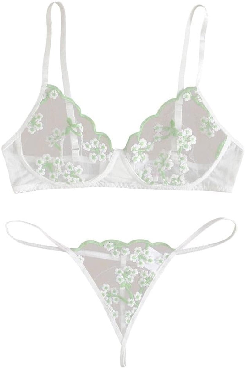 Dameskostuums Vrouwen Ondergoed Beha String Sexy Lingerie Kostuums Transparante Kanten Set