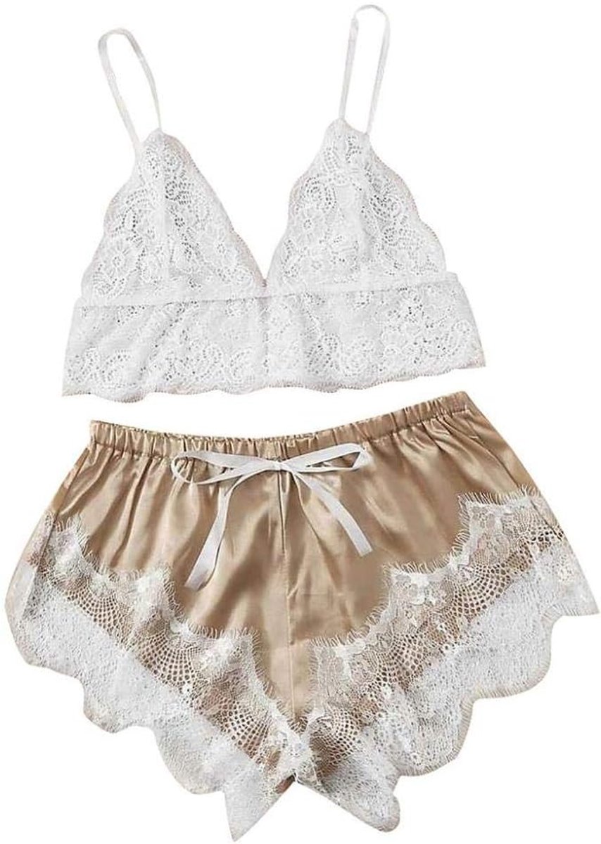 Sets met nachtmode & ochtendjas draadloze beha sexy slips lingerie perspectief kant satijn vrouwelijk ondergoed set