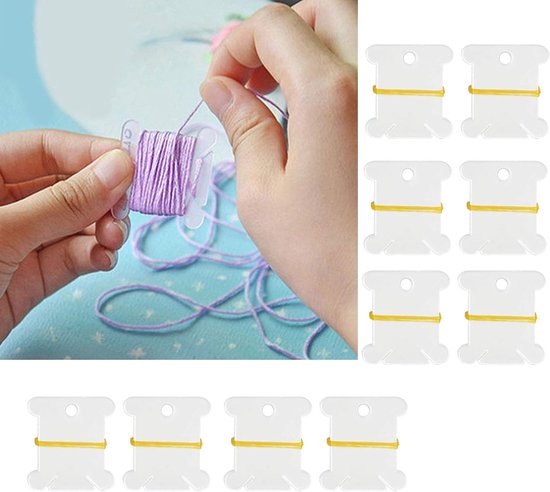 100 stuks plastic floss klossen en borduurgaren organisator opbergdoos met 98 stuks floss nummer stickers voor borduurwerk, naaien, knutselen, DIY — afbeelding 4