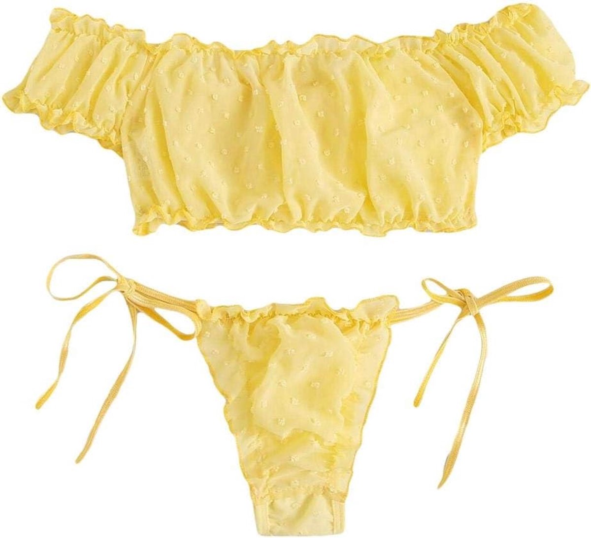 Babydolls, nachtjaponnen & negligés dames Plus Size Ondergoed Vrouwen Sexy Lingerie Kant Draadloze Beha G-String Nachtkleding Kostuum Temptation-Yellow_L