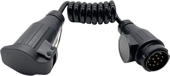 13 Pin Aanhangerverlengkabel 1,0m Opgerolde Kabel met Stekker Socket Mannelijk naar Vrouwelijk Connector Tractor Trekhaak Adapter voor Auto Caravan Vrachtwagen Boot