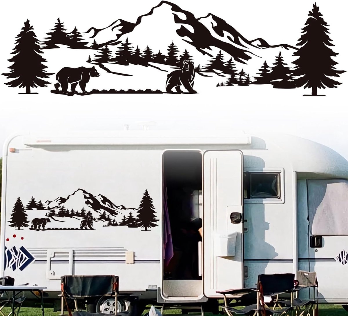 Beerenbergbos, RV-stickers, waterdichte vinylstickers voor auto, camper, caravan, vrachtwagen, SUV, sedan, bestelwagen, coole autostickers voor zijkant, deur, kofferruimte, 100x28