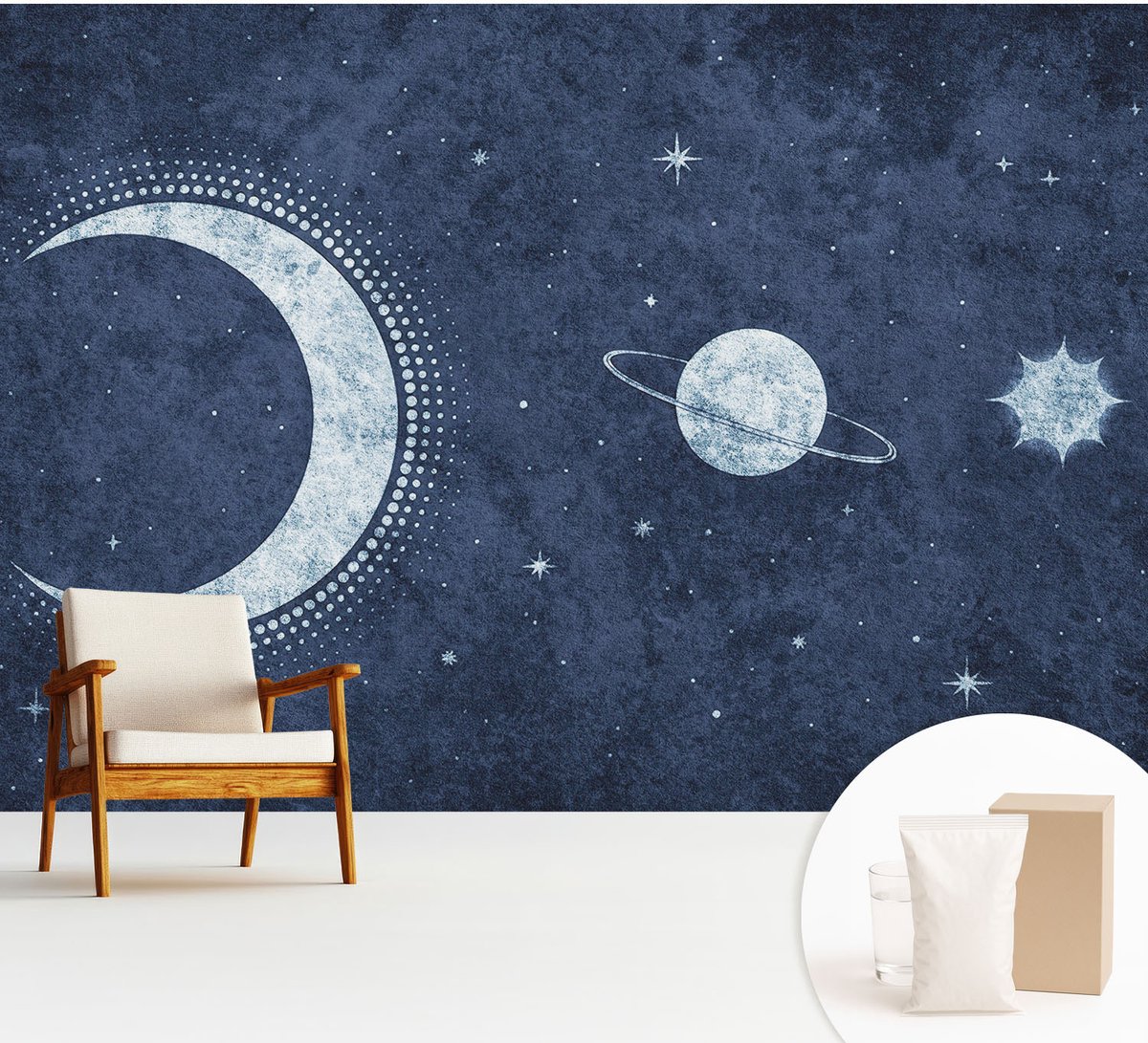 Wallfluent Fotobehang - Marine Vliesbehang - 312x219 cm - Stermotief Fotobehang Vlies - Hal behang Kosmos - Muurschildering - Woonkamer behang