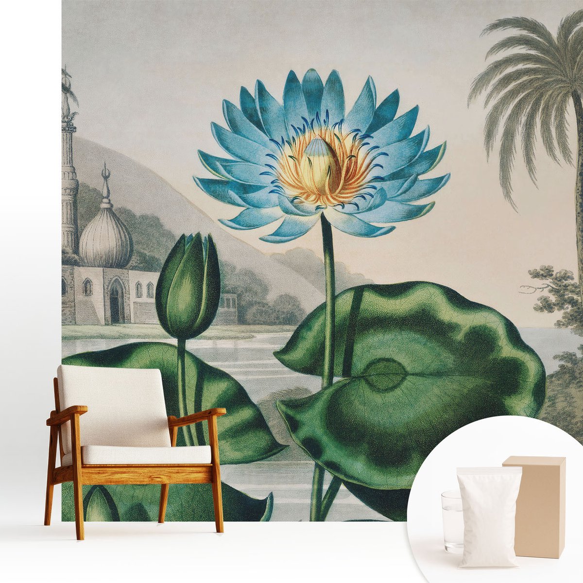 Wallfluent Fotobehang - Groente Vliesbehang - 250x250 cm - Exotisch Landschap Fotobehang Vlies - Hal behang Bloemen En Planten - Muurschildering - Hal behang