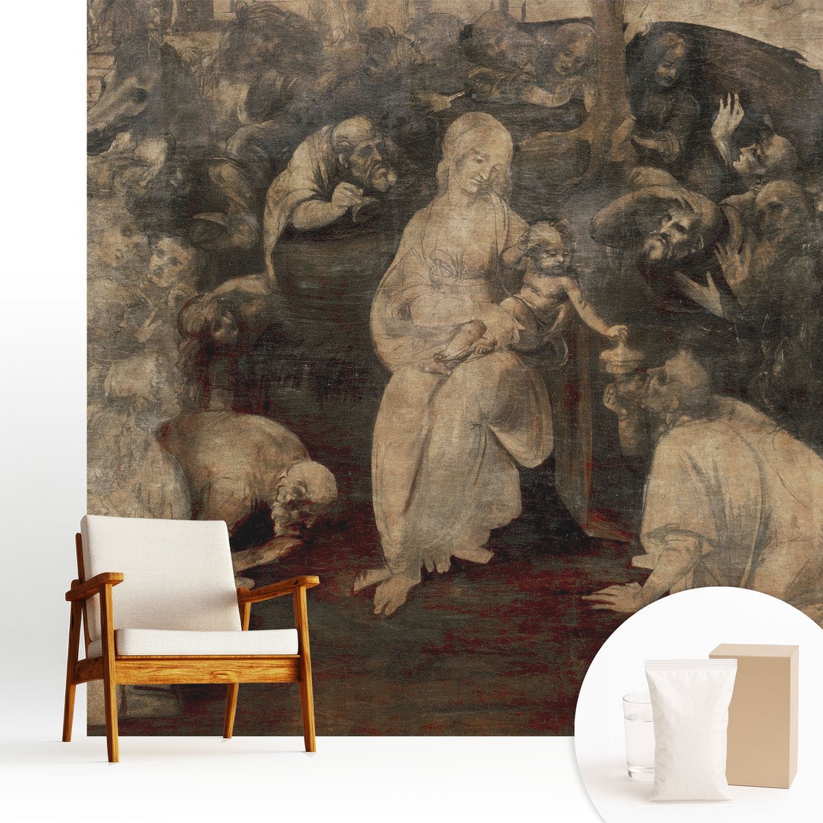 Wallfluent Fotobehang - Bruin Vliesbehang - 250x250 cm - Geestelijke Ontmoeting Muurschildering - Gang behang Deel - Fotobehang Vlies - Gang behang