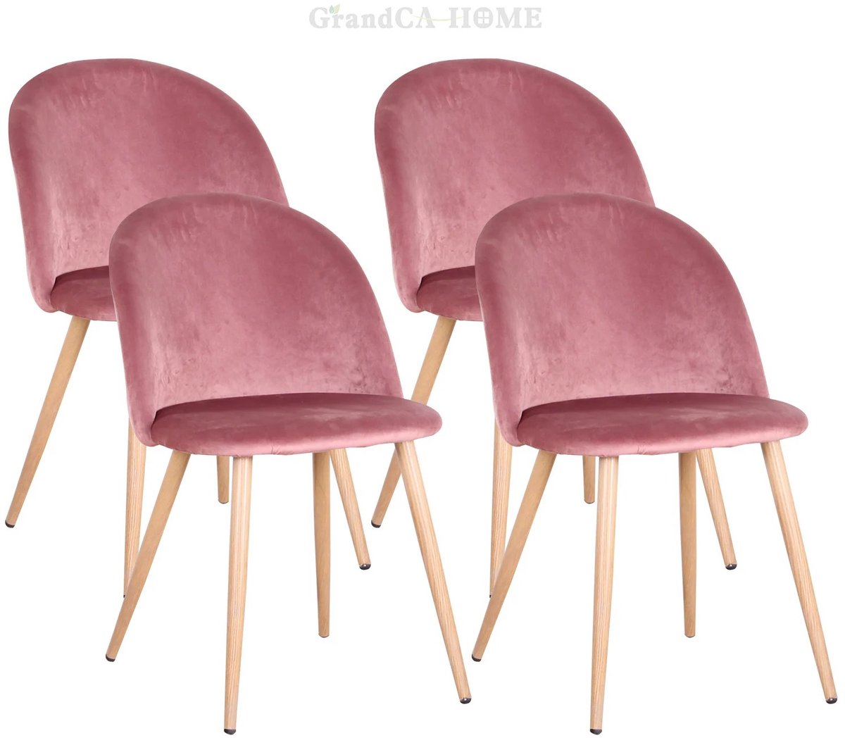 VILIMA - Stoelen - Set van 4 eetkamerstoelen - Fluwelen stoelen - Metalen poten - Comfortabele stoel - Zacht - 43x47,5x80 cm