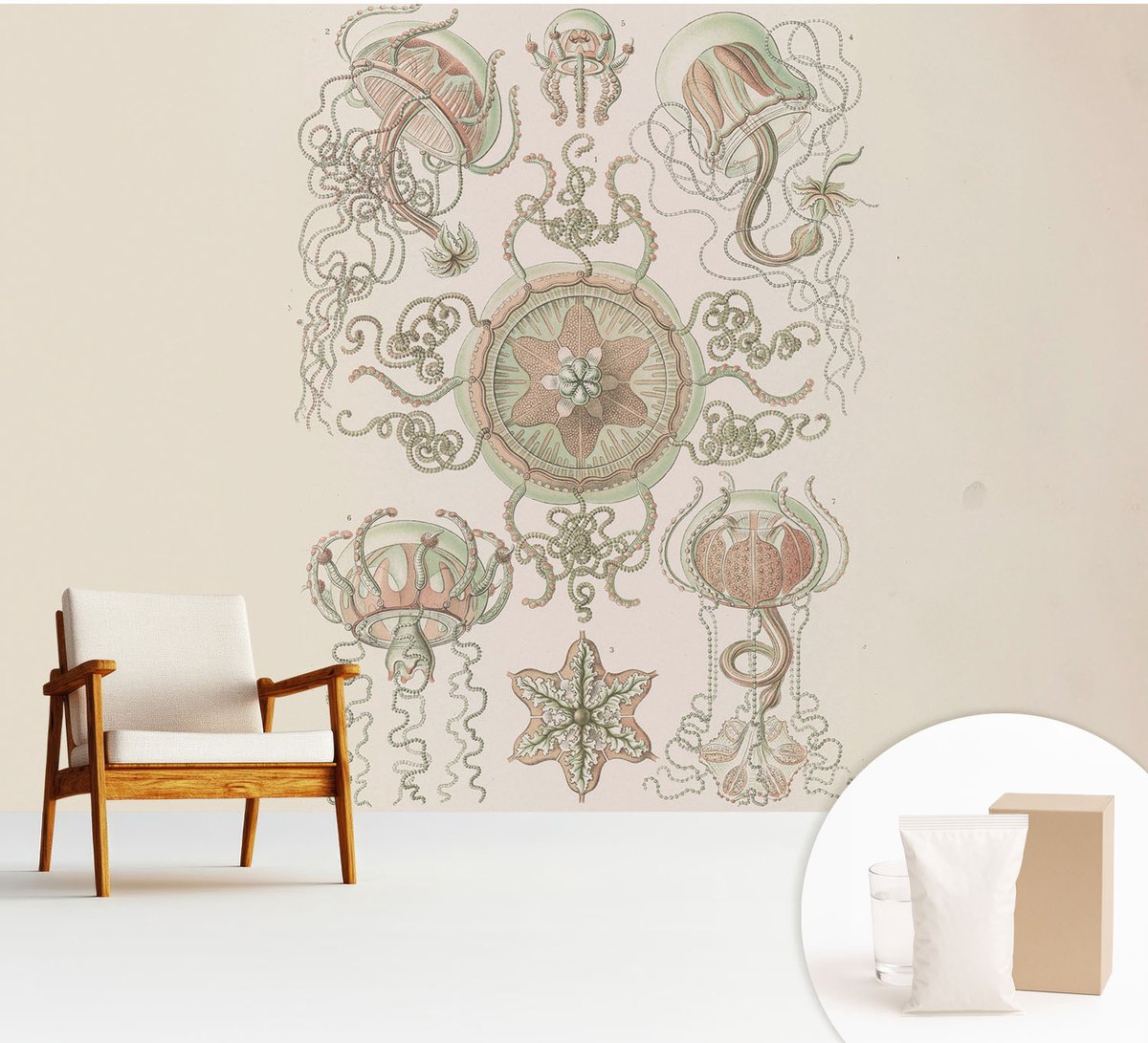 Wallfluent Fotobehang - Beige Vliesbehang - 312x219 cm - Onderwaterwereld Muurschildering - Slaapkamer behang Deel - Fotobehang Vlies - Slaapkamer behang
