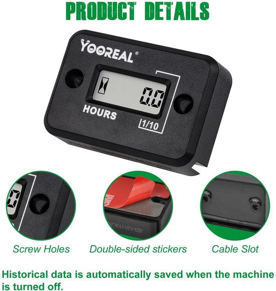 Digitale inductieve urenteller - waterdicht IP68 - voor ZTR/rijdende grasmaaier, tractor, boot - ShopVlot — afbeelding 5