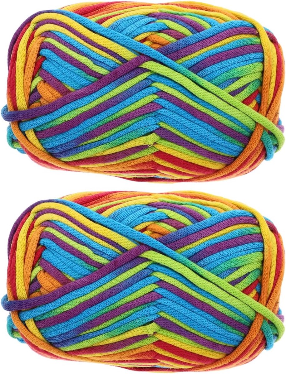 Iplusmile 2 stuks handbreigaren: regenboog katoen haakgaren - kleurrijk kleurverloop acrylgaren voor breien haken en knutselen beginners