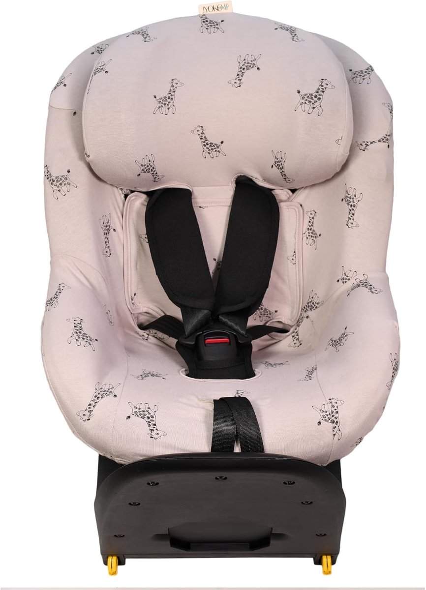 SnelShoppen - Kinderautostoel Hoes - Geschikt voor Maxi Cosi - Giraffe Print - 100% Katoen - Oeko-Tex 100 - Ideaal voor Comfort en Bescherming in de A