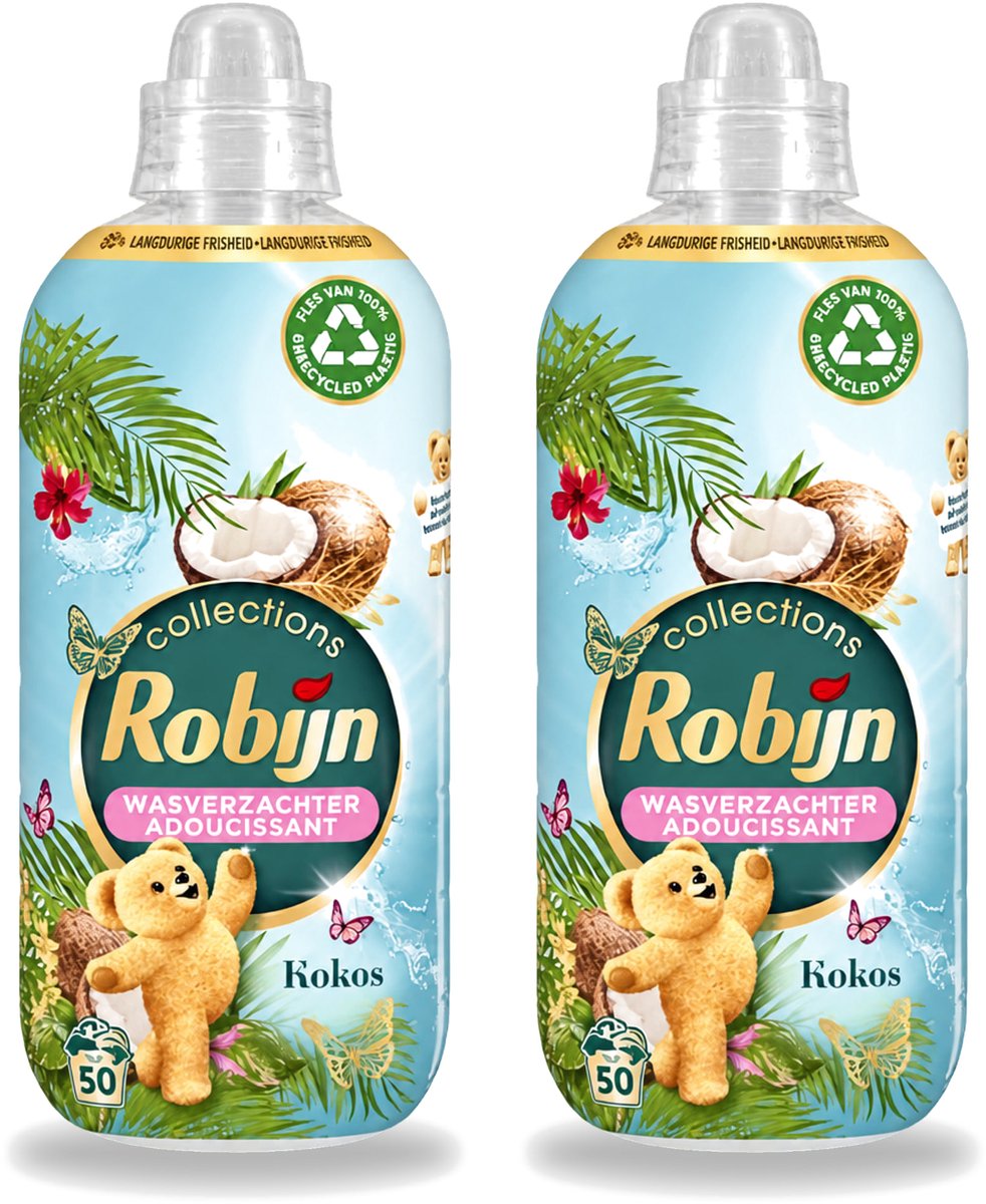 2 x Robijn Collections - Wasverzachter - Kokos - 1,25L - 50 Wasbeurten - Voordeelverpakking - 2 stuks