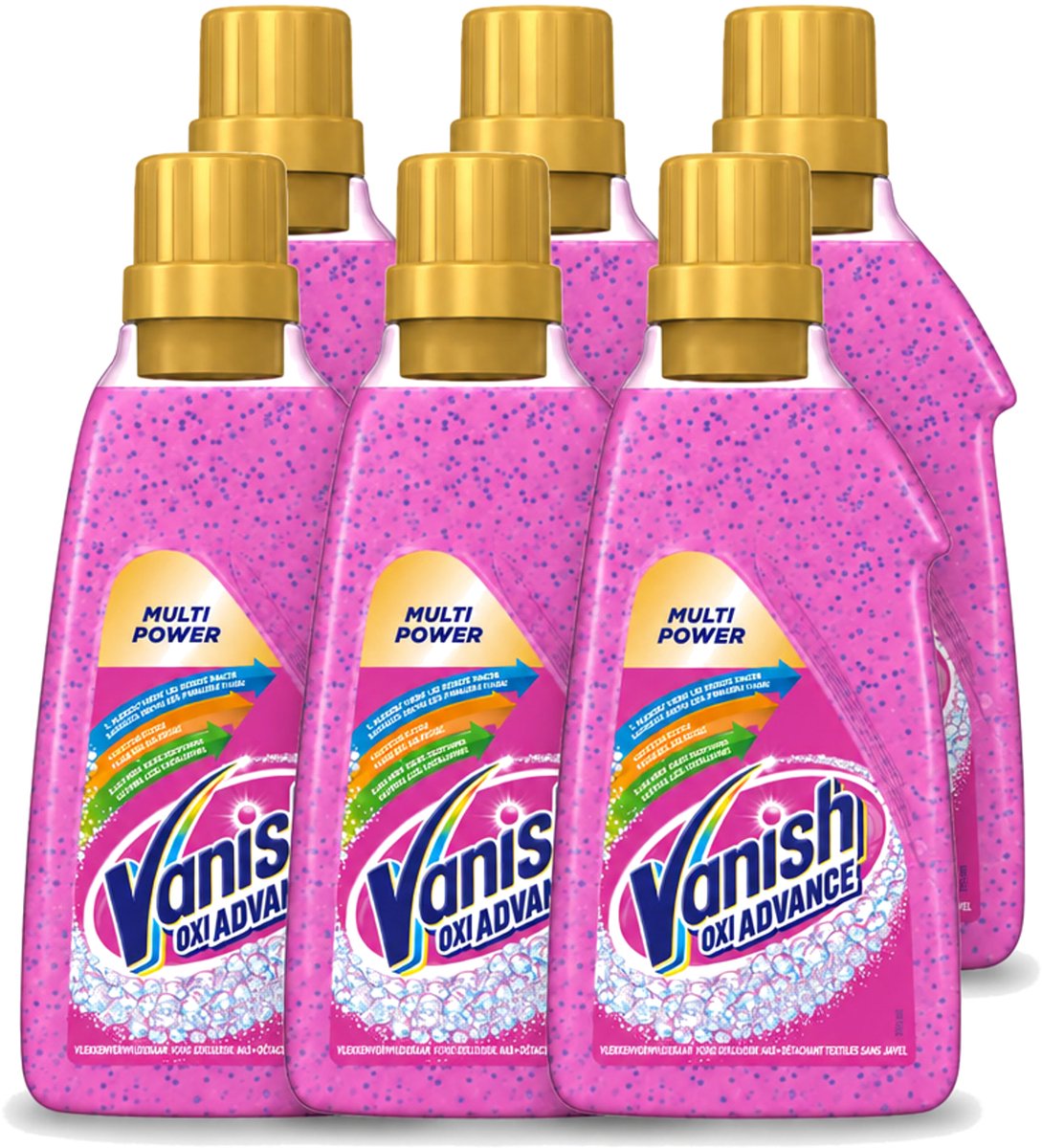 6 x Vanish Oxi Advance - Vlekkenverwijderaar Gel - Zonder Bleek - Gekleurde Was - 750 ml - Voordeelverpakking - 6 stuks