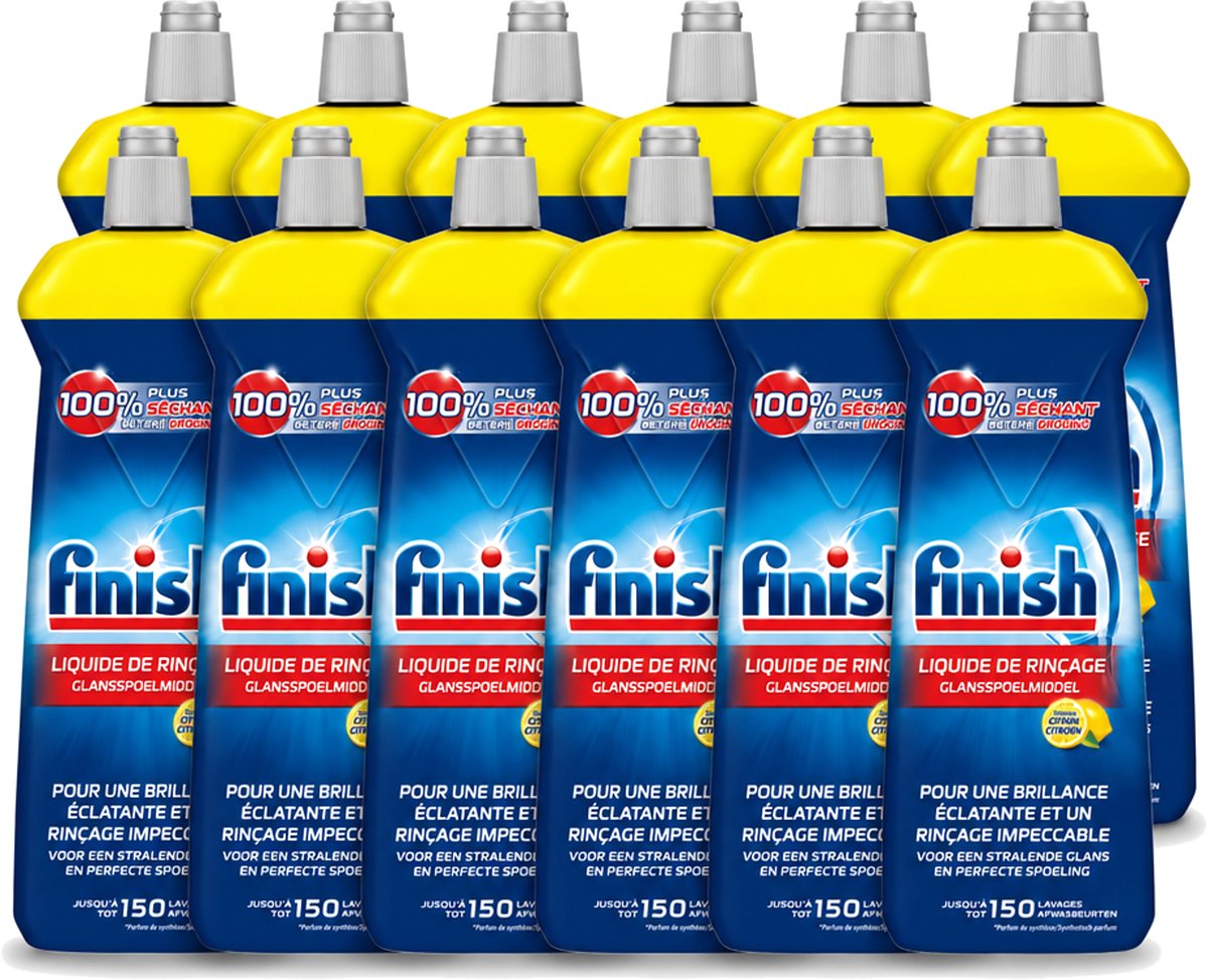 12 x Finish – Glansspoelmiddel – Citroen – 800 ml - Voordeelverpakking - 12 stuks