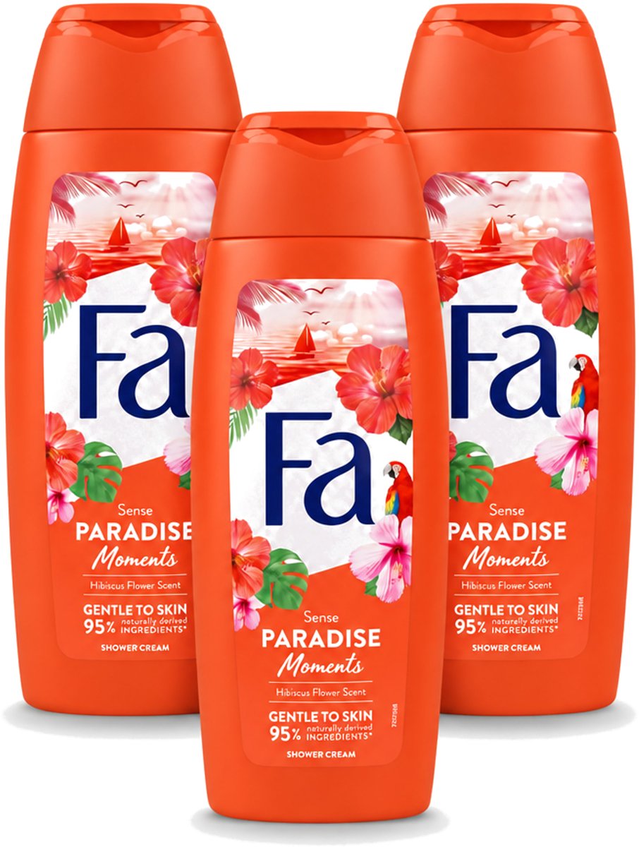 3 x Fa - Paradise Moments - Douchecrème - Hibiscusbloem - 250 ml - Voordeelverpakking - 3 stuks