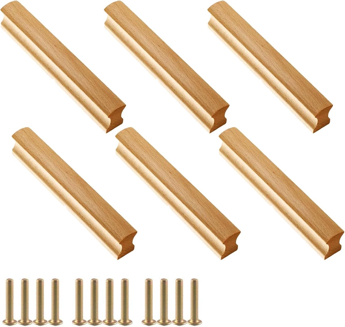 Ladehandgrepen 128mm - massief hout - 6 stuks met schroeven - perfect voor meubels - ShopVlot