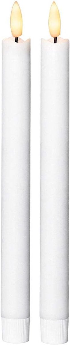 Staafkaarsen "Flame", set van 2, wit, 25x2,1cm