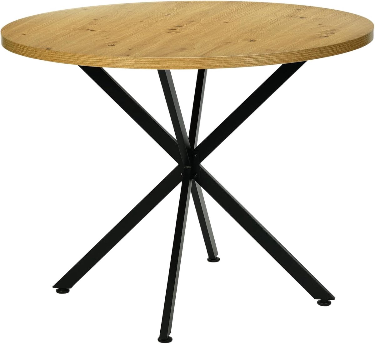 Eettafel, rond, 100 cm, keukentafel, moderne eetkamertafel, geschikt voor eetkamer, woonkamer, keuken, eettafel, rond, hout voor 4-6 personen, bruin, 100 x 100 x 75 cm