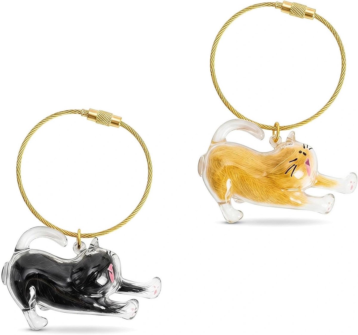 2 stuks dierenharen herinnering sleutelhanger voor kat, kattenhaarverzamelaar, sleutelhanger, draagbaar, huisdierhaar, herinnering, dierenharen, opbergtas voor kattenliefhebbers
