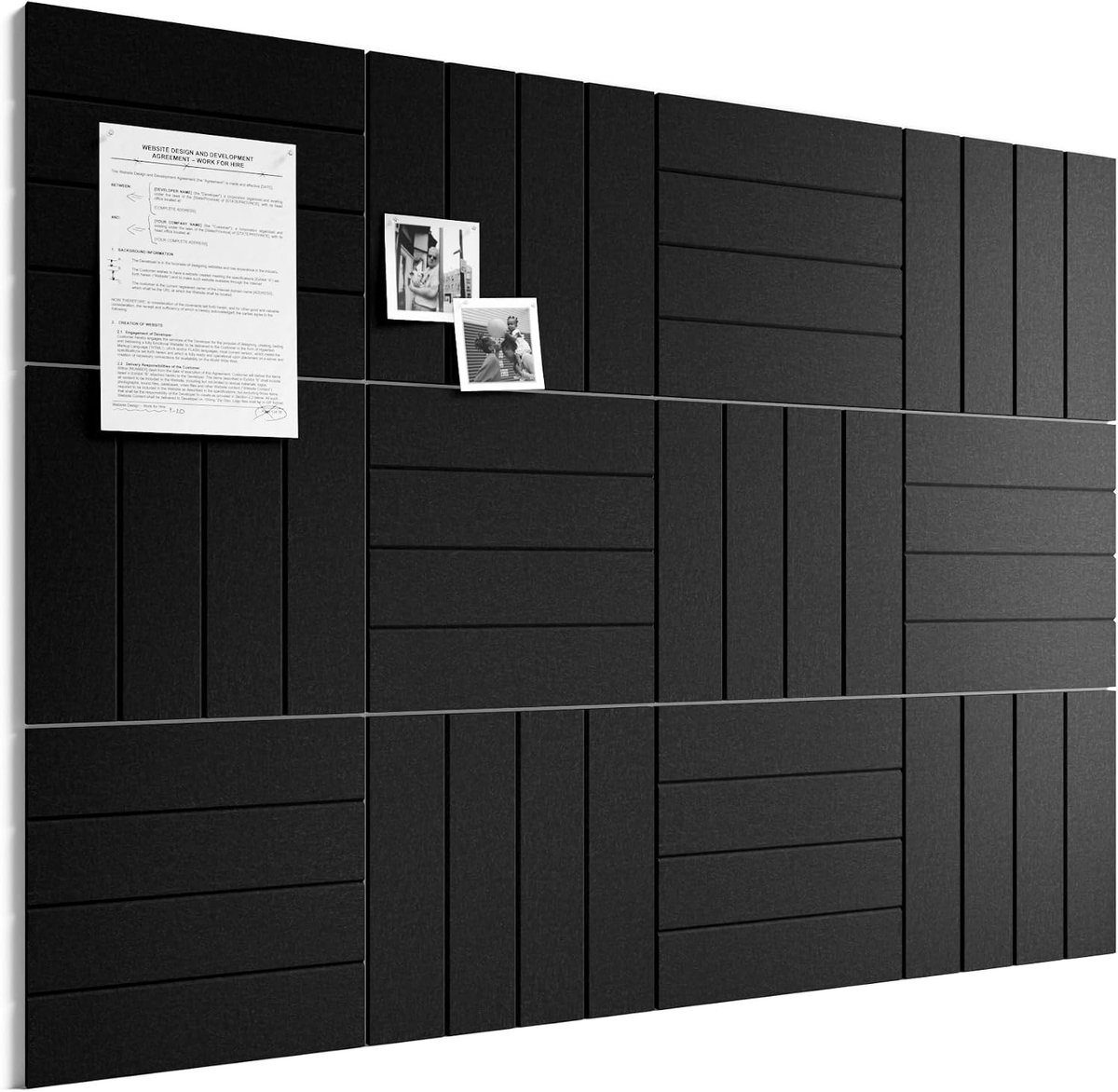 Prikbord Zelfklevend/ Wandborden / Planborden / Wand organizer - Set van 12 tegels - Zwart