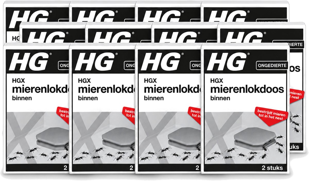 12 x HG X - Ongedierte - Mierenlokdoos Binnen - Bestrijdt Tot In Het Nest - 2 Doosjes - Voordeelverpakking - 12 stuks