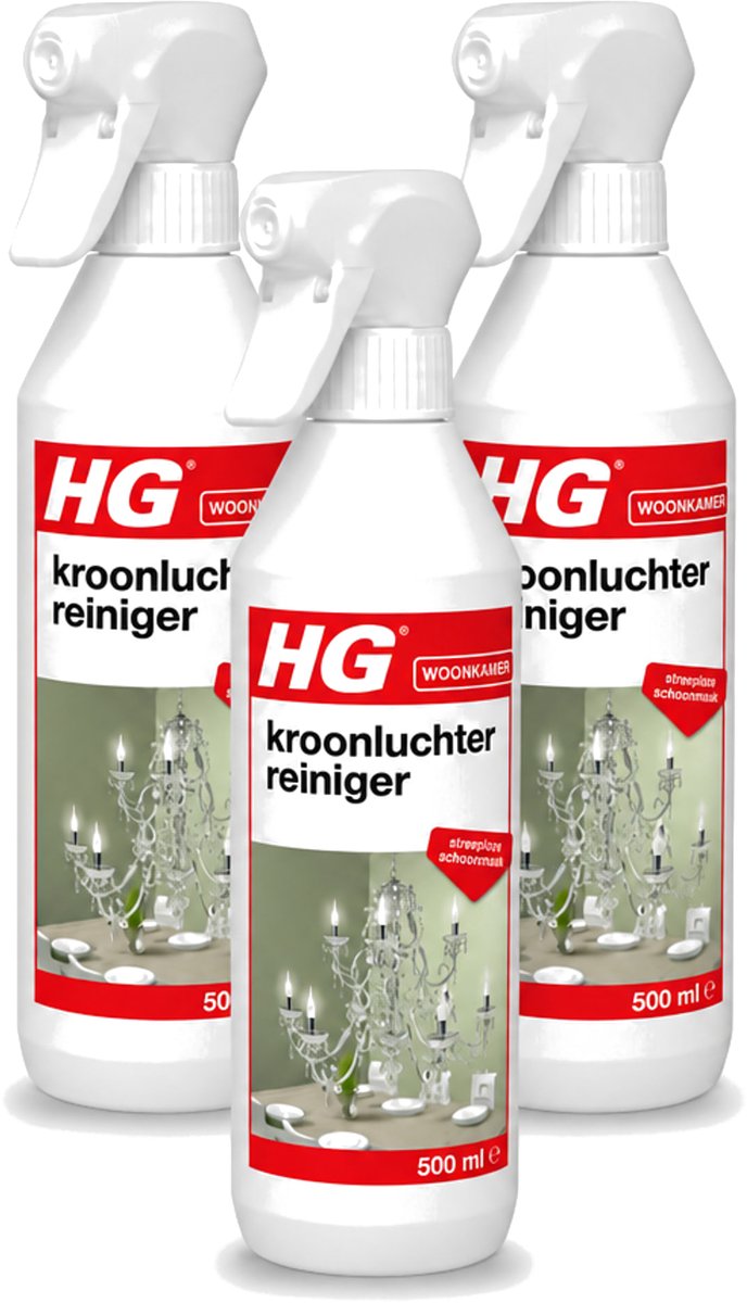 3 x HG - Kroonluchterreiniger - Streeploze Schoonmaak - 500 ml - Bulkverpakking - 3 stuks