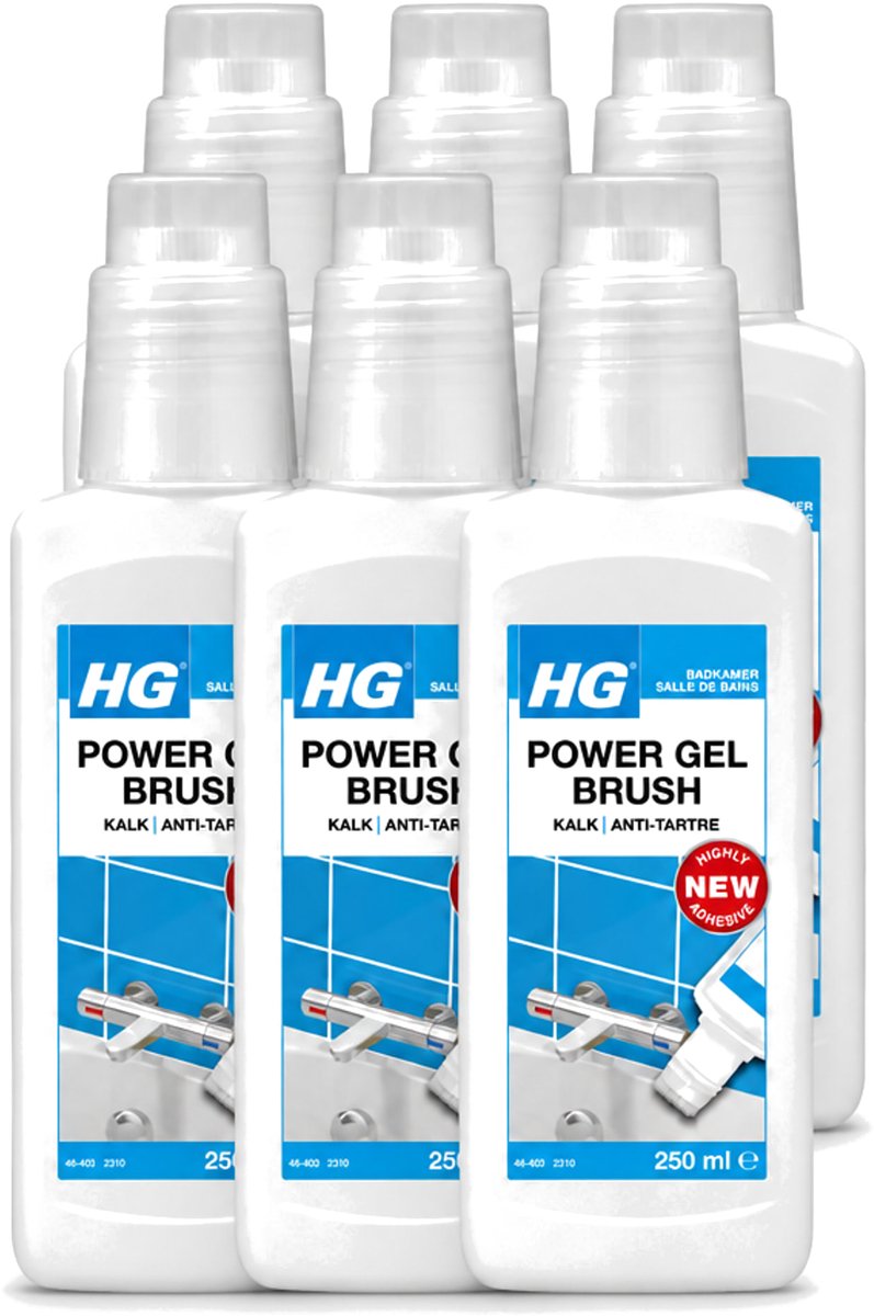 6 x HG - Badkamer - Power Gel Brush - Kalk - Agressief - 250 ml - Voordeelverpakking - 6 stuks