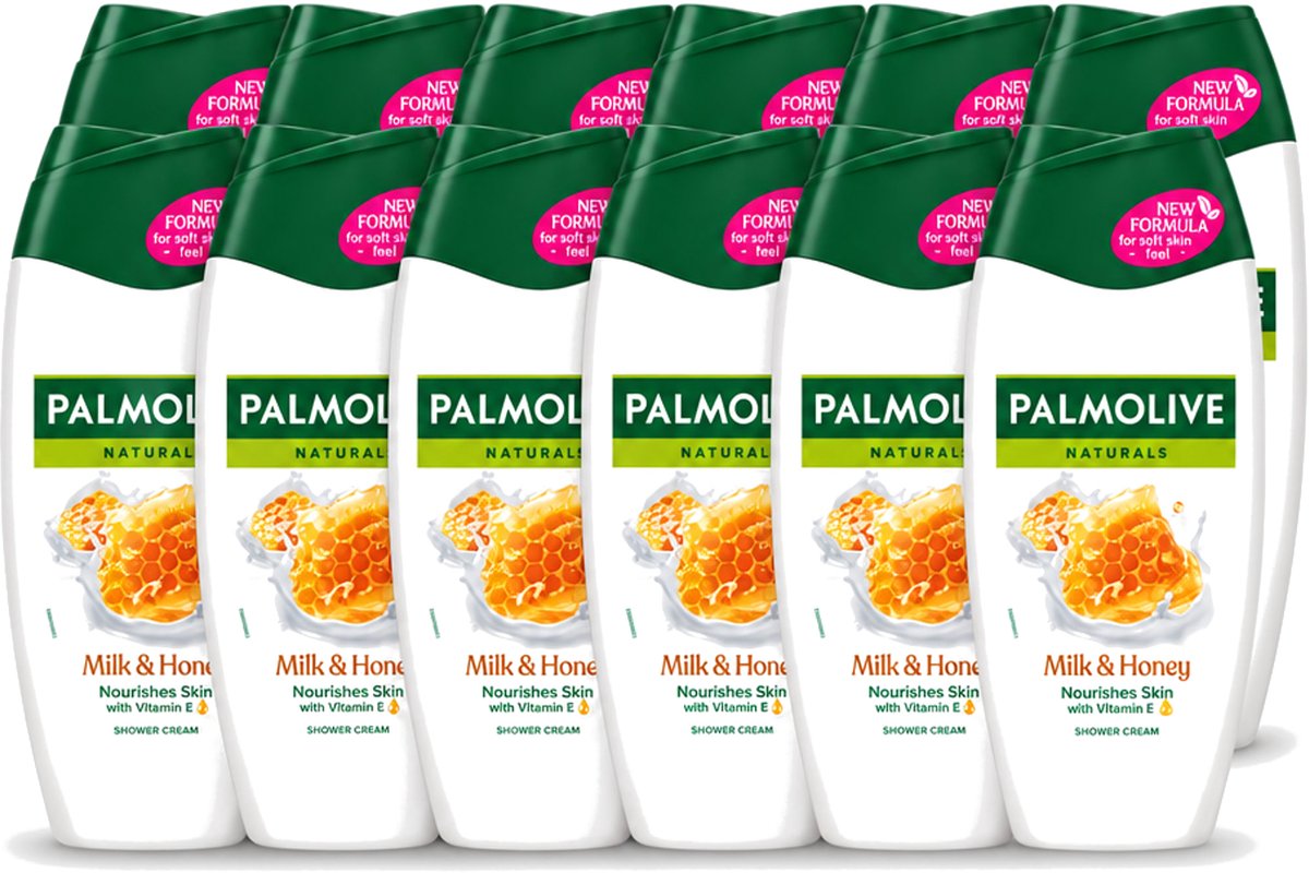 12 x Palmolive – Douchecrème – Milk & Honey - 250 ml - Voordeelverpakking - 12 stuks