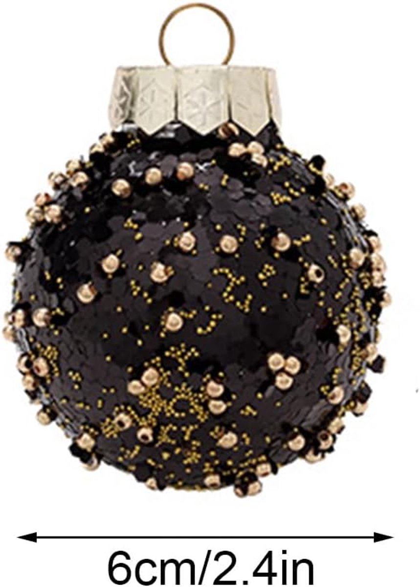 25-delige kerstornamenten set – Kleine - onbreekbare kerstballen van 6 cm – Ideaal voor kerst- - bruilofts- en feestdecoratie – Zwart – foto 2