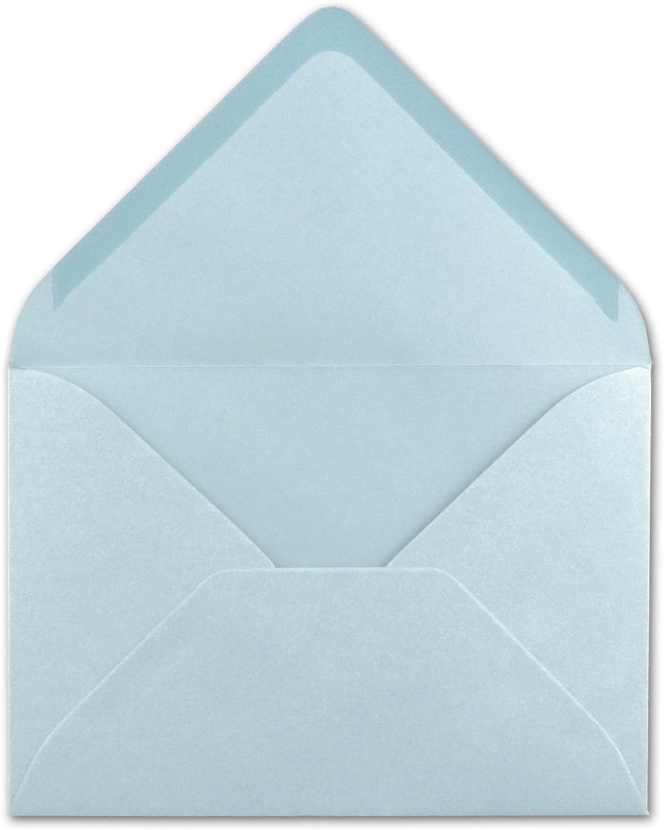 50 stuks, C6, lichtblauw, 11,4 x 16,2 cm, 120 g/m², natte plakrand enveloppen, 11,4 x 16,2 cm, 120 g/m², natte plakrand