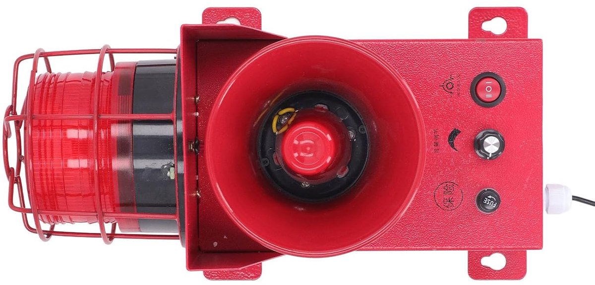130dB Industrieel Sirene-alarm Waterdicht LED-stroboscoopalarm met Instelbaar Geluid voor Fabrieksworkshop Luid Knipperende Sirene Bouwwagenkraan (DC12V)