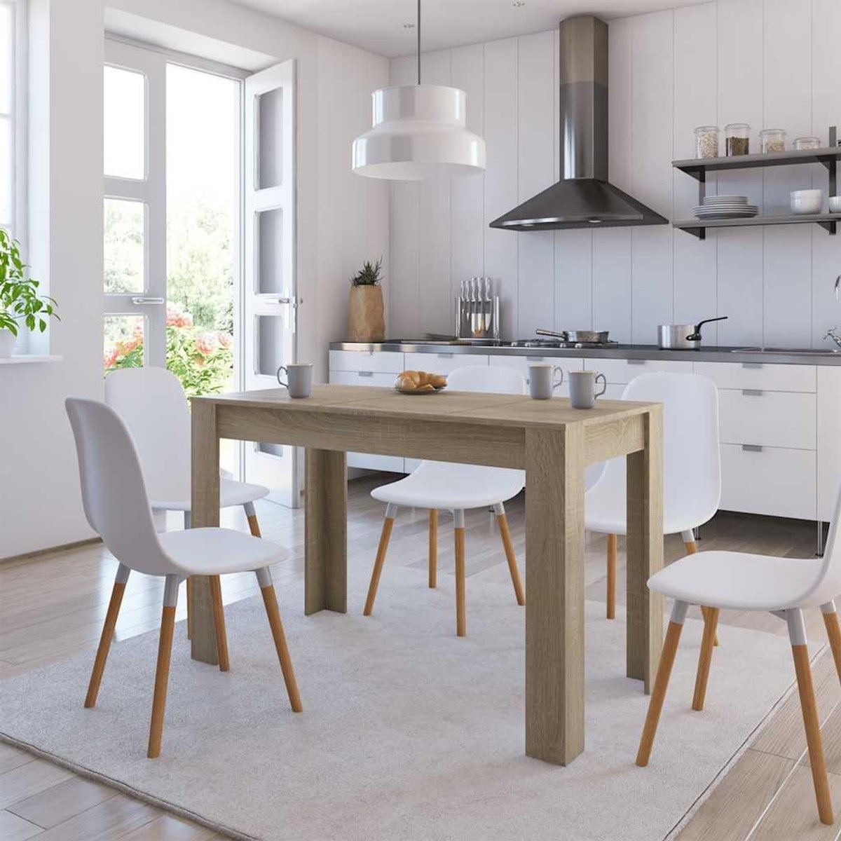 Eettafel Sonoma-eiken 120 x 60 x 76 cm Houtmateriaal met eikenhoutlook en eikenpatroon voor eetkamer of keuken