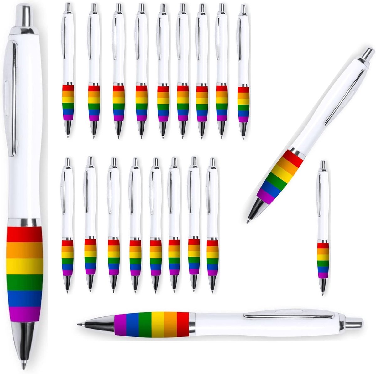 Balpen Regenboog 10 stuks - Kleurige balpen - LGBT tolerantiesymbool - Perfect als geschenk - ShopVlot