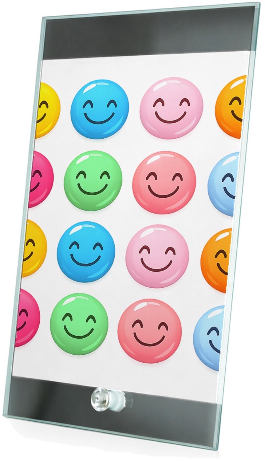 Mr Cadeautjes Glasframe 15 x 23 - design Ronde regenboog-icoontjes met vrolijke mini-symbolen in een | cadeau Wit