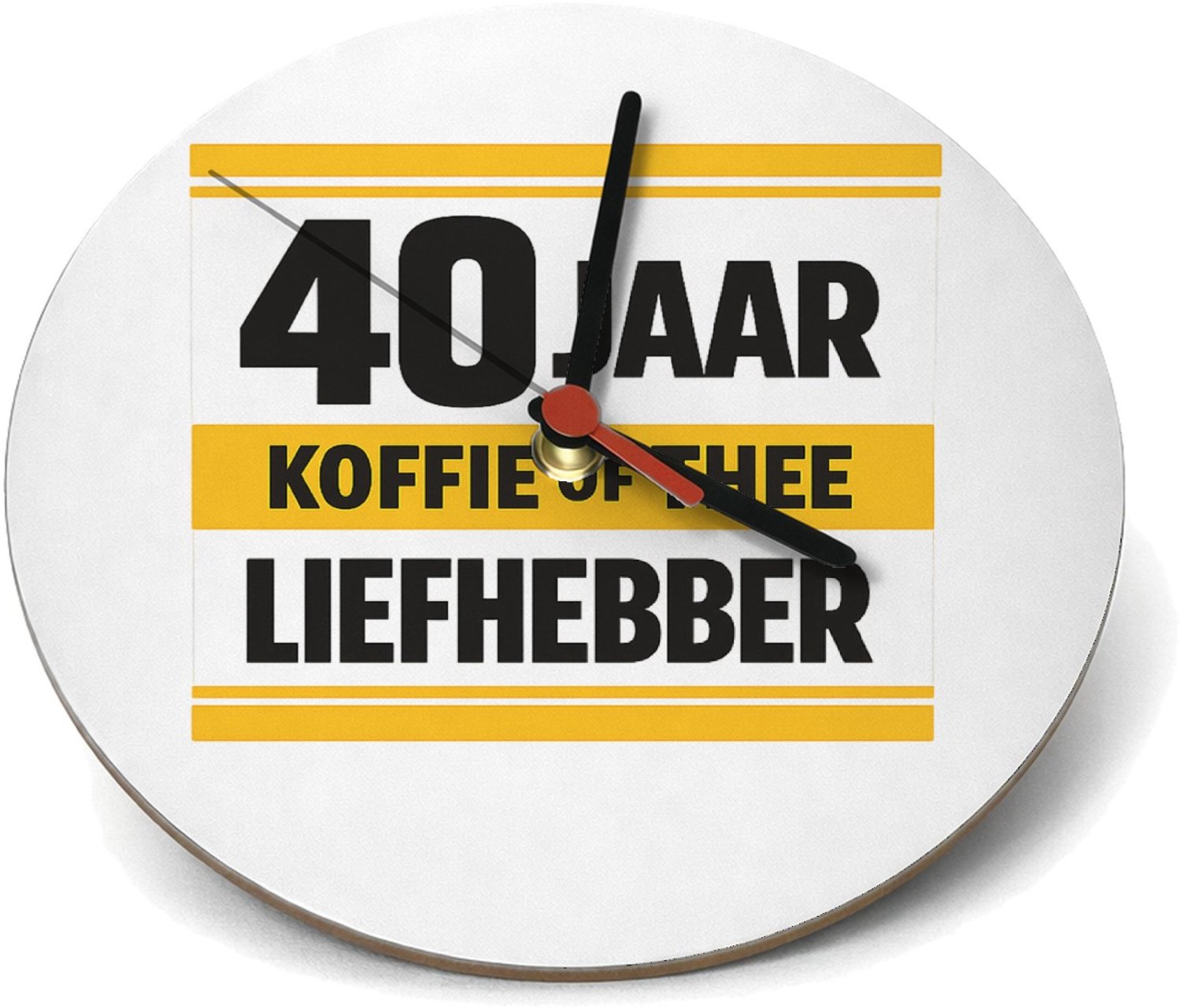 Mr Cadeautjes Klok rond Ø 19 - design Humoristische jubileumopdruk rond een favoriete drank in een | cadeau Wit