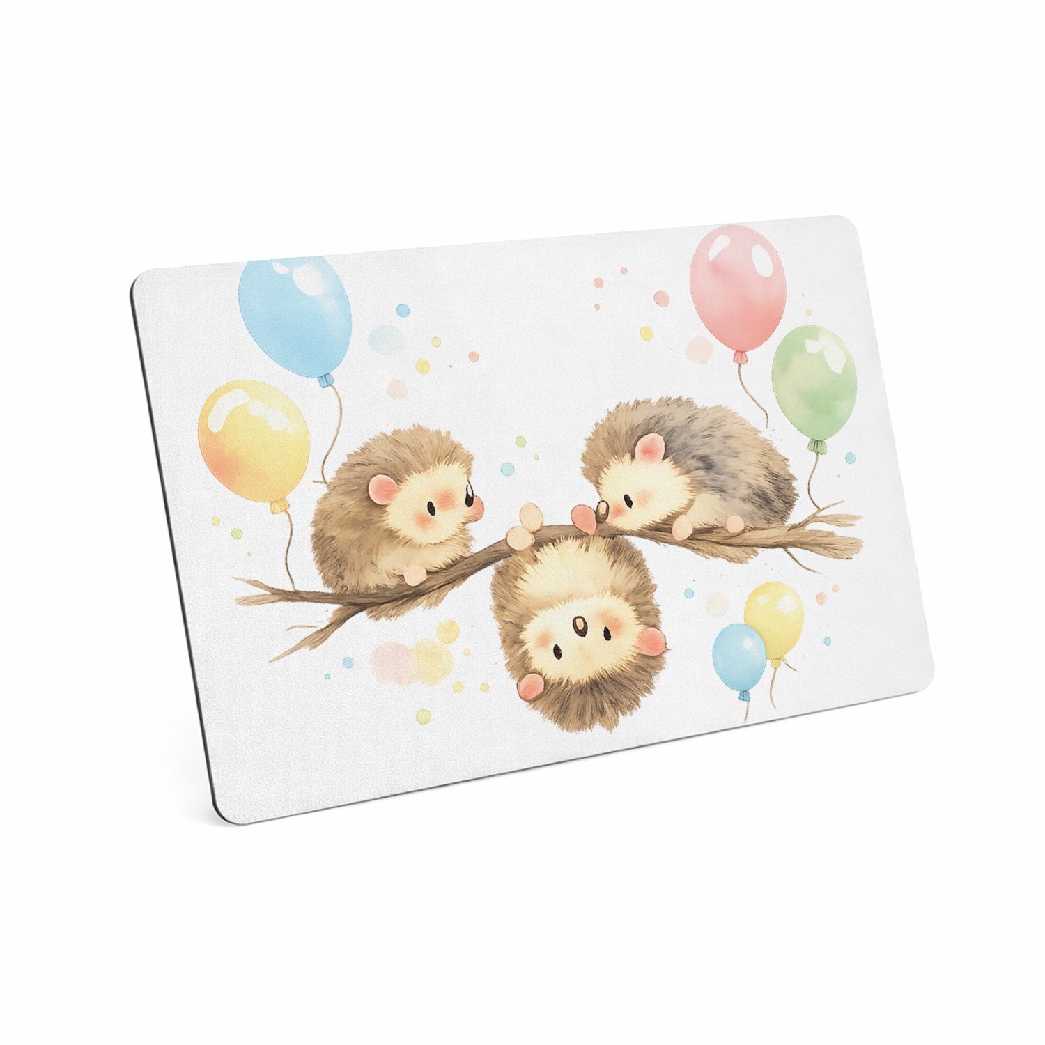 Mr Cadeautjes MDF magnetische fotolijst 28 x 19 - design Een zachte aquarelillustratie van drie kleine dieren op een | cadeau Wit