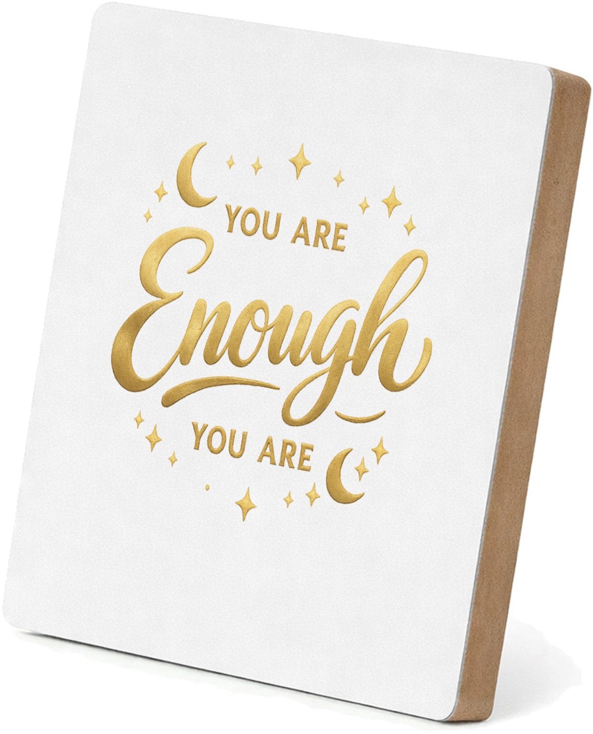 Mr Cadeautjes MDF staande fotolijst 15,2 x 15,2 - design Minimalistische affirmatie met sterren en zachte glansaccent | cadeau Wit
