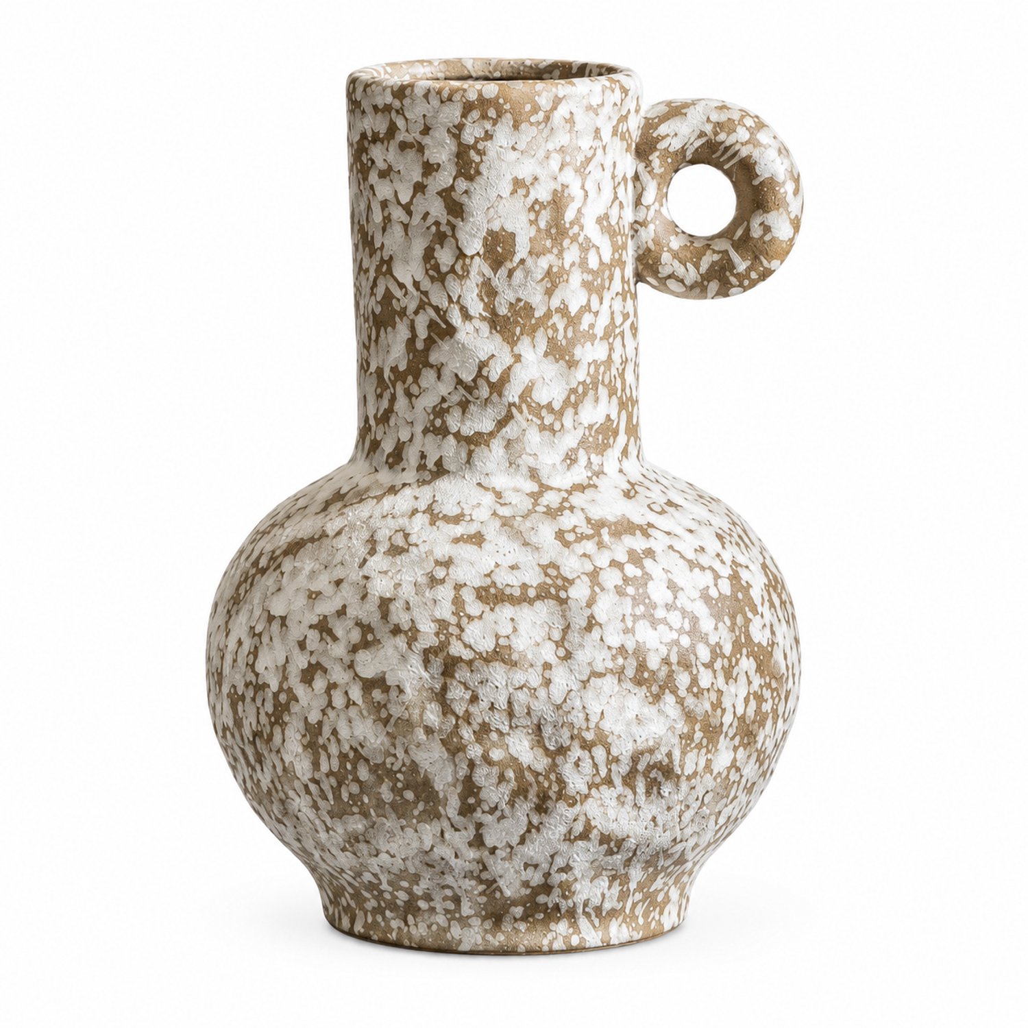 SWGOTA Keramische vaas met smalle opening - retro wabi-sabi-stijl met gevlekte afwerking - decoratie voor woonkamer en hal - schuimverpakking Wit