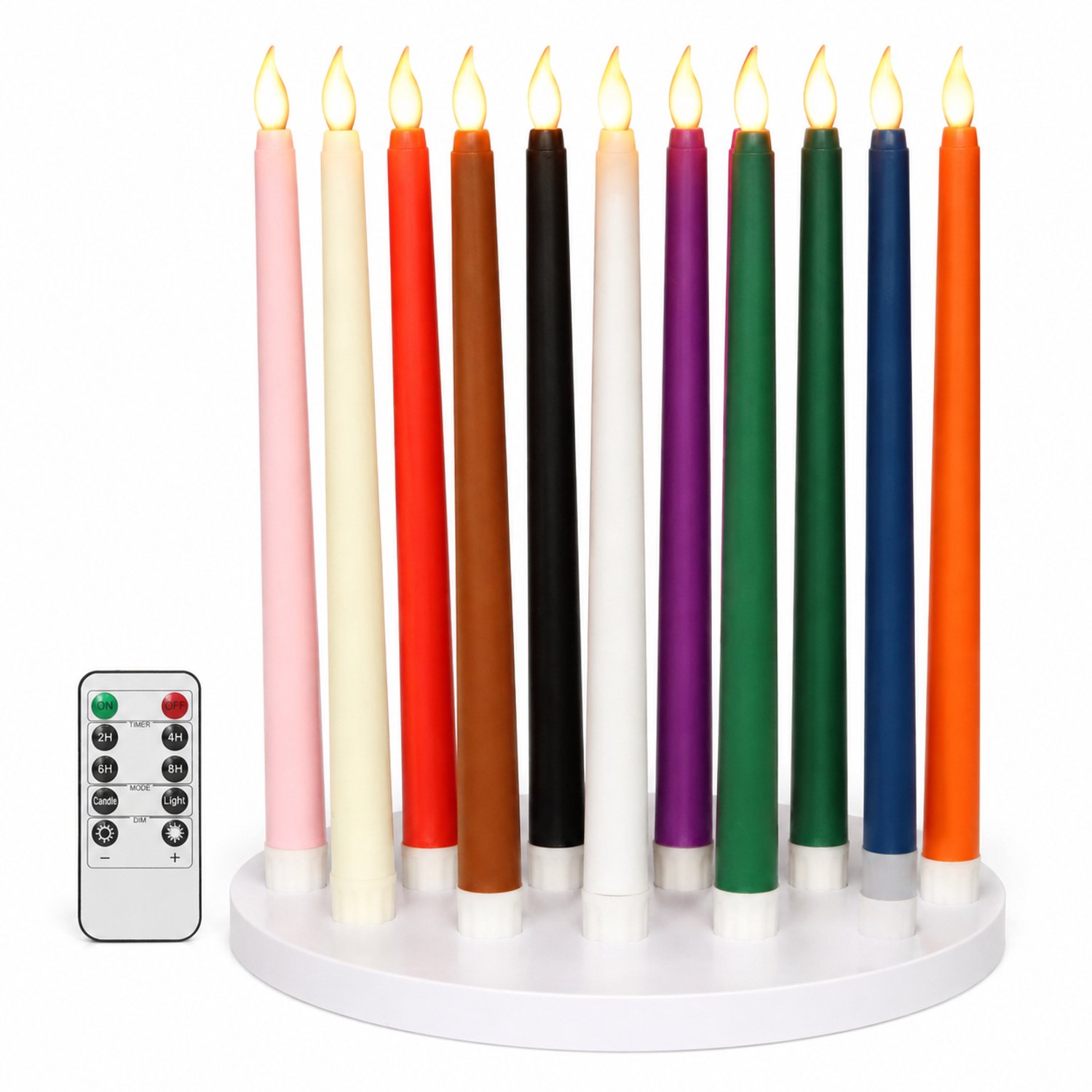 SWGOTA led kaarsen, 6 stuks, zwart kunststof, lange slanke vorm met vlamvormige top, zonder afstandsbediening, voor bruilofts- en feestdecoratie