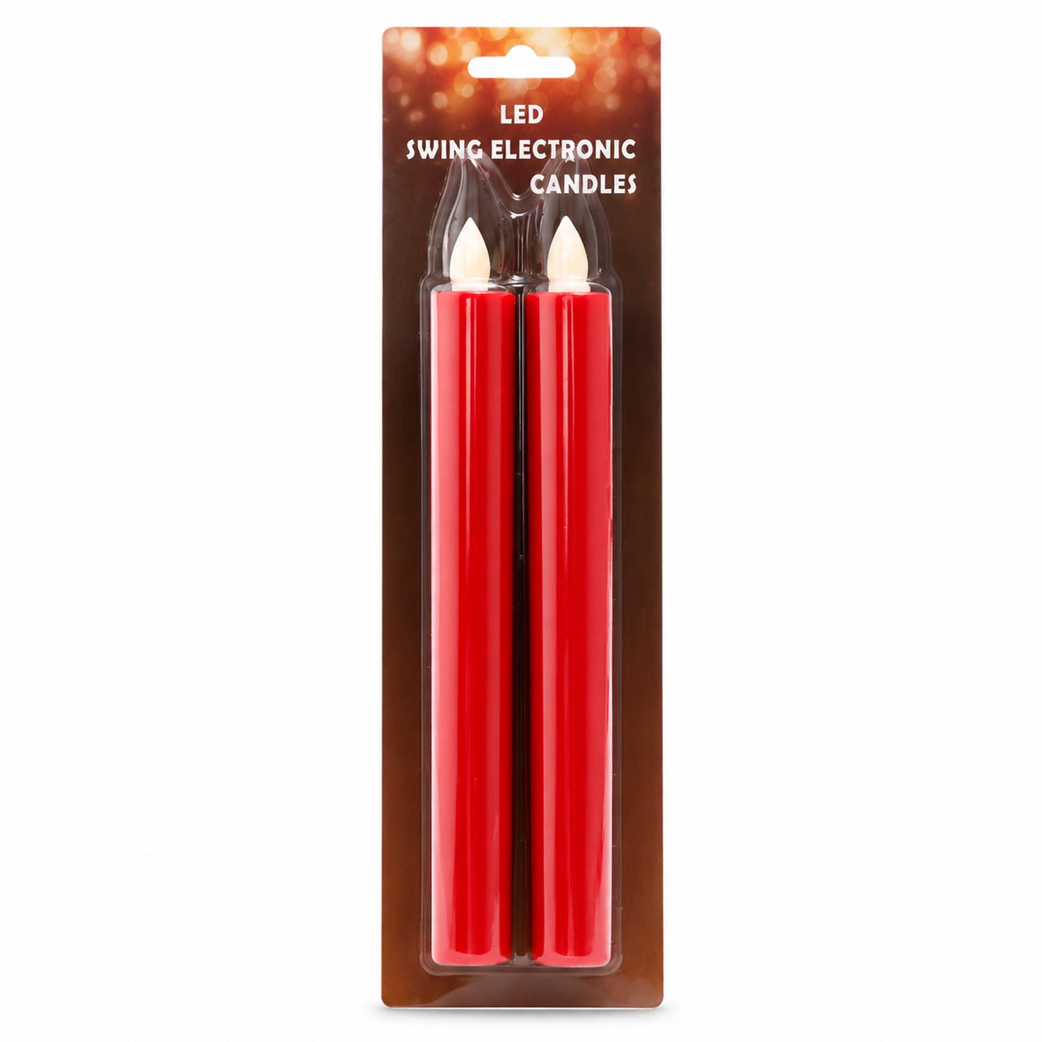 SWGOTA led kaarsen, set van 2 rode kunststof dinerkaarsen met bewegende vlam, voor huis- en bruiloftdecoratie, in blisterverpakking Rood