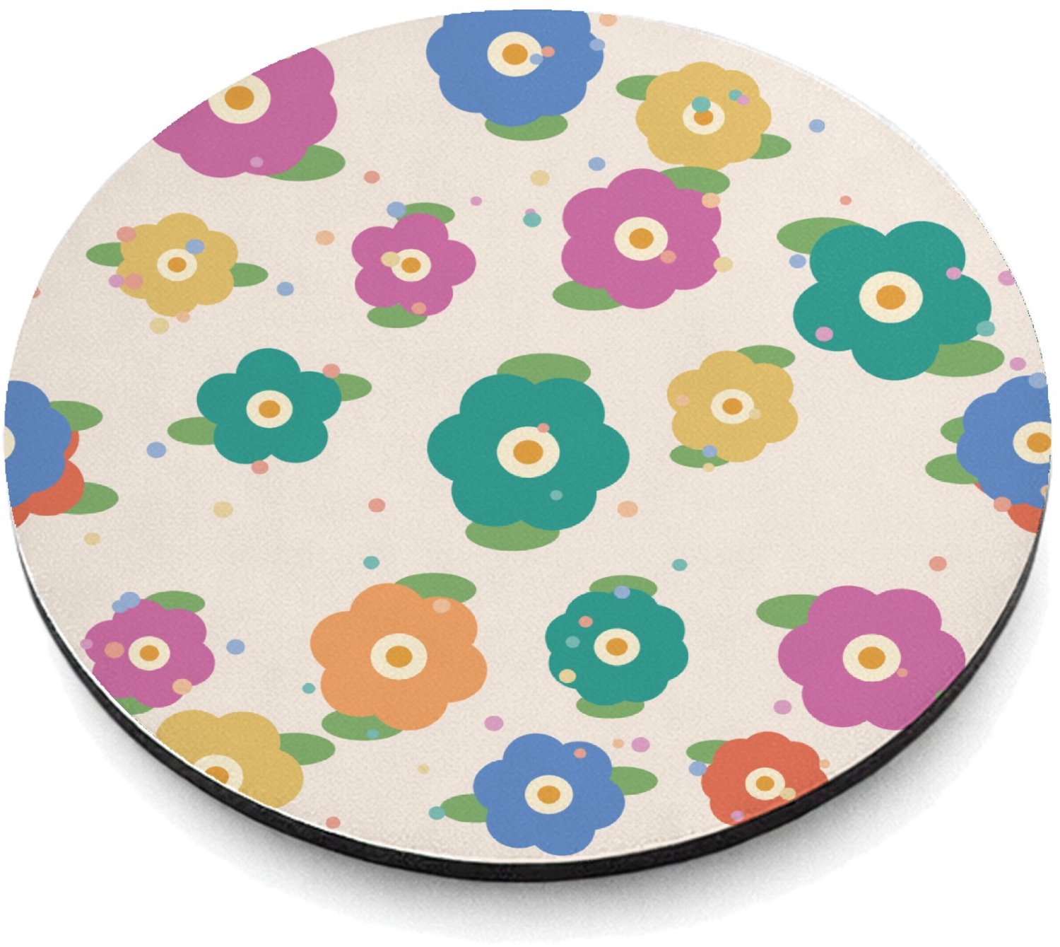Mr Cadeautjes MDF magnetische fotolijst rond Ø 9,5 - design Bloemenveld | cadeau Wit