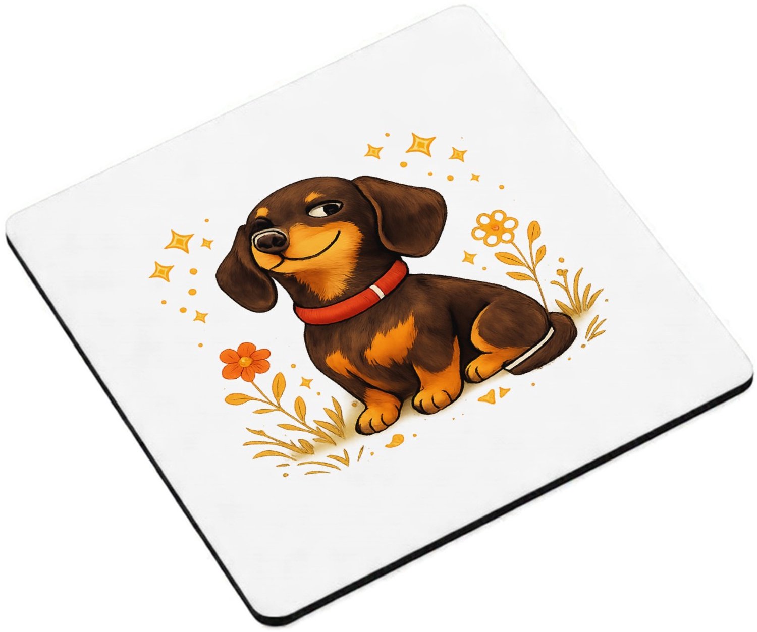 Mr Cadeautjes MDF magnetische fotolijst vierkant 9,5 - design Een karaktervolle huisdierillustratie met een trotse, eigenw | cadeau Wit